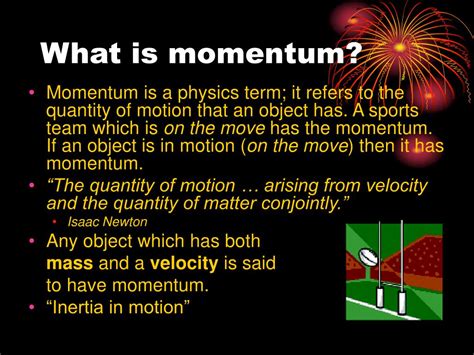 Momentum Equation for these Calculations: p = mv p = m v. Where: p = momentum. m = mass. v = velocity. The Momentum Calculator uses the formula p=mv, or momentum (p) is equal to mass (m) times velocity (v). The calculator can use any two of the values to calculate the third. Along with values, enter the known units of measure for …